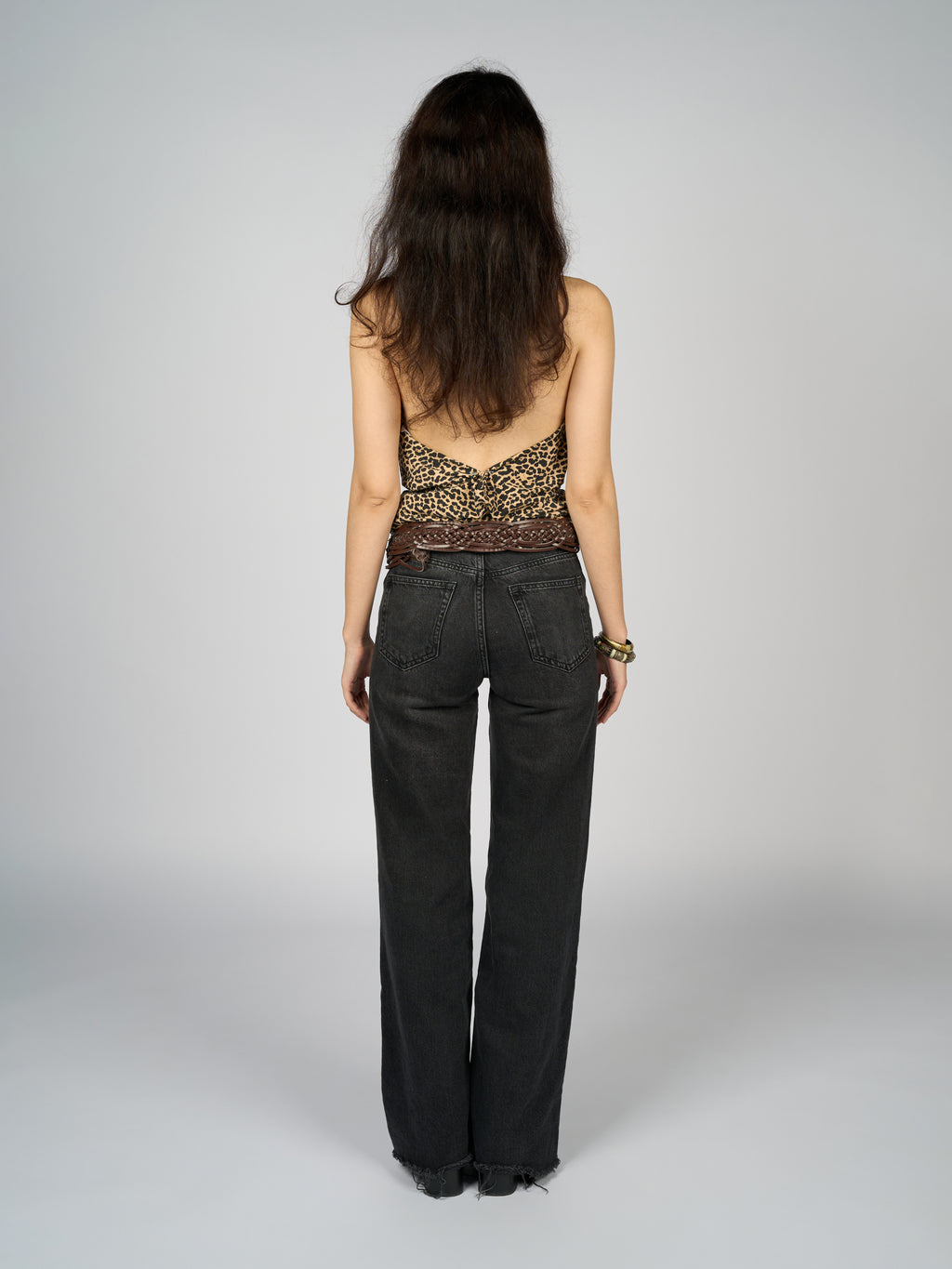 Backless Cowel Neck Leopard Print Top