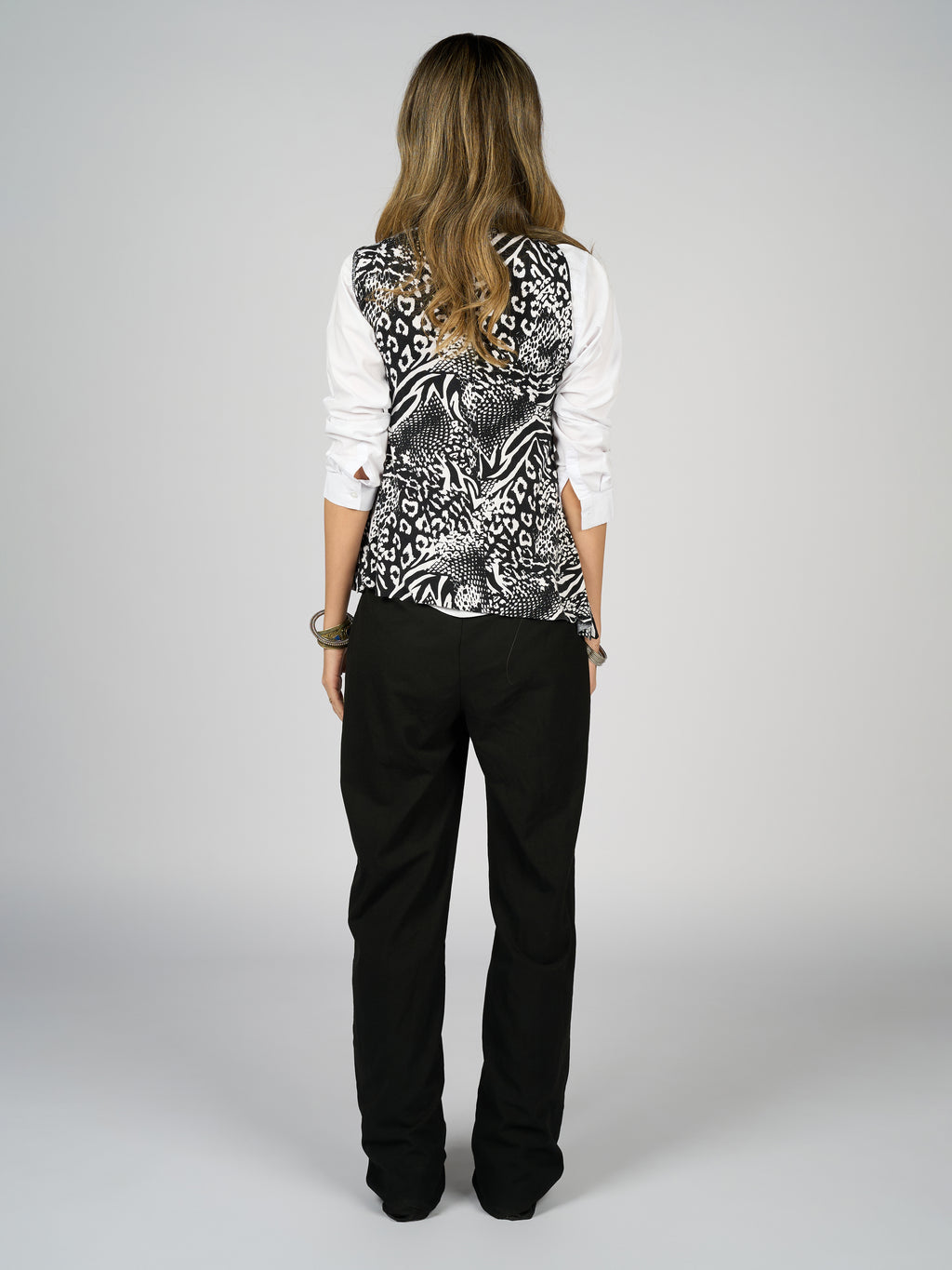 Mixed Animal Print B&W Top