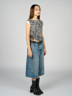 Adjustable Lace Strap Side Zebra Top