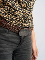 Backless Cowel Neck Leopard Print Top