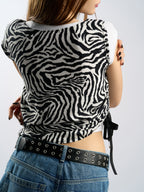 Adjustable Lace Strap Side Zebra Top