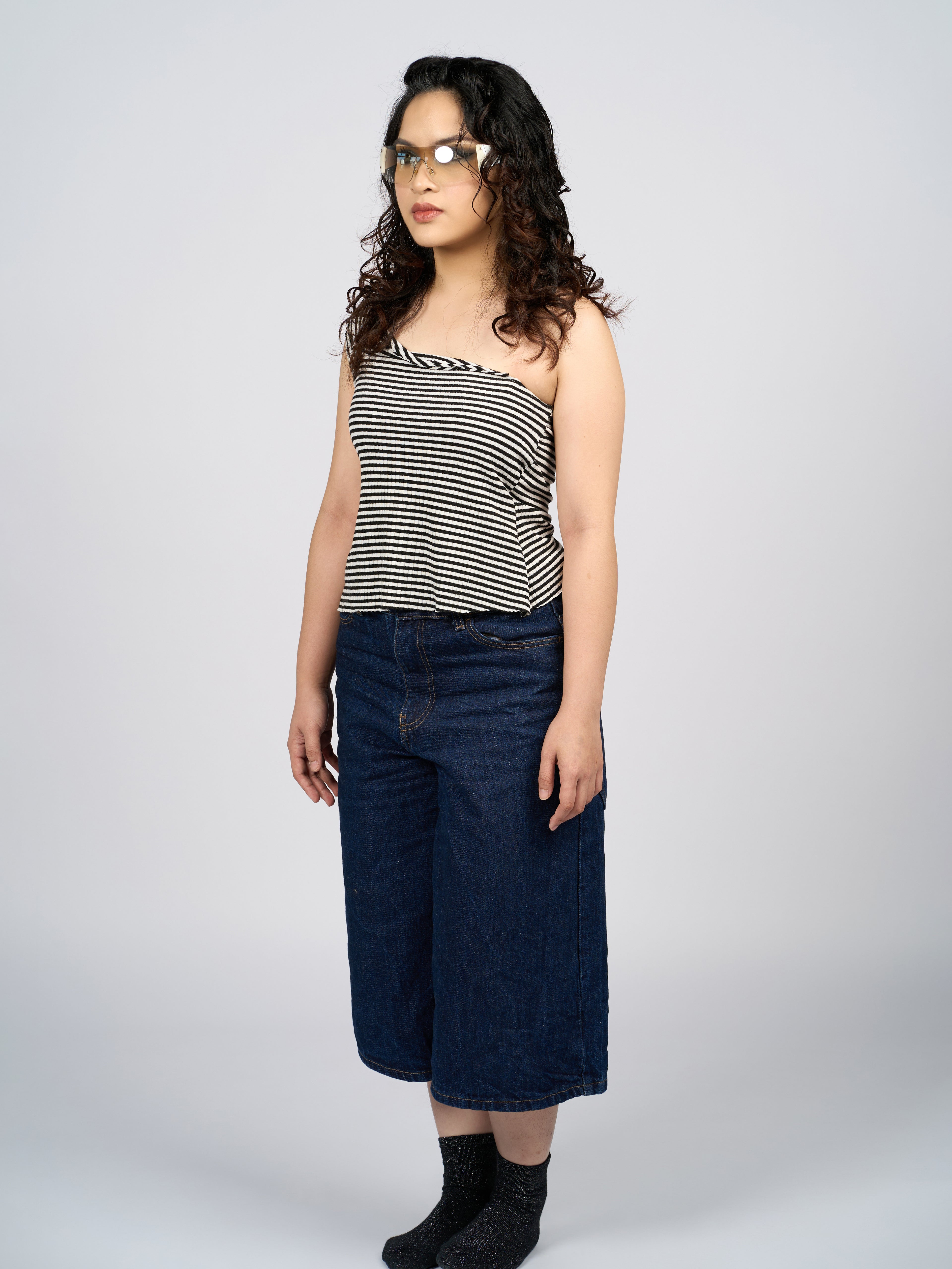 Striped One-Shoulder Top