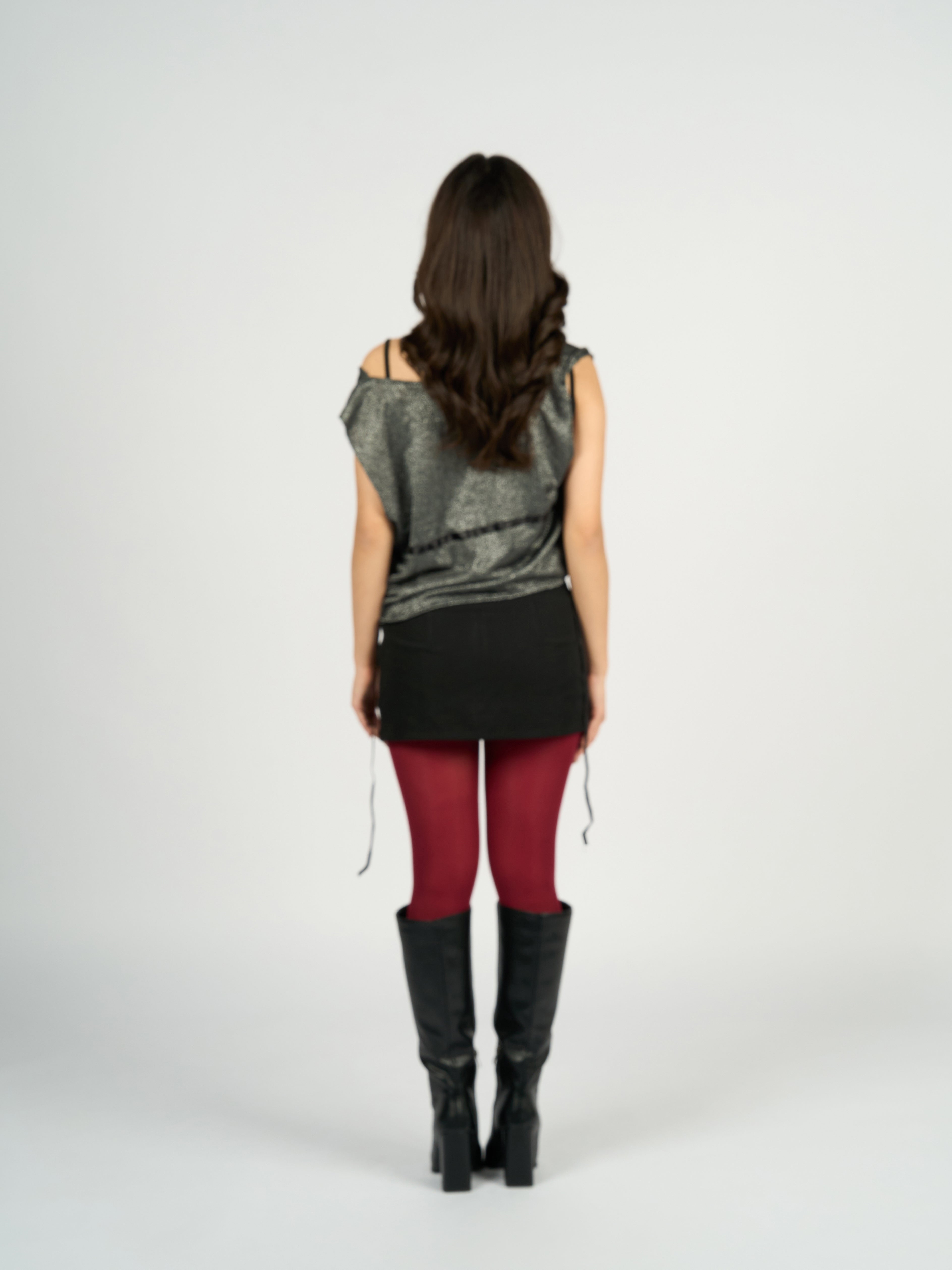 Metallic Knit Wide Neck Top